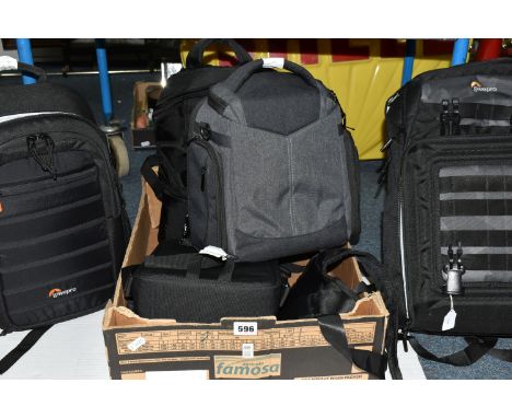 ONE BOX OF EMPTY DRONE CASES AND TRAVELLING BAGS, to include a Lowepro BP150 drone bag, Lowepro BP250 drone bag, a small unna