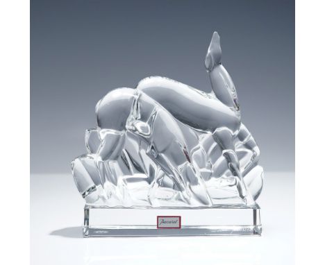 Striking Baccarat crystal figurine titled Gazelles, exquisitely crafted in France and presented with its original red Baccara