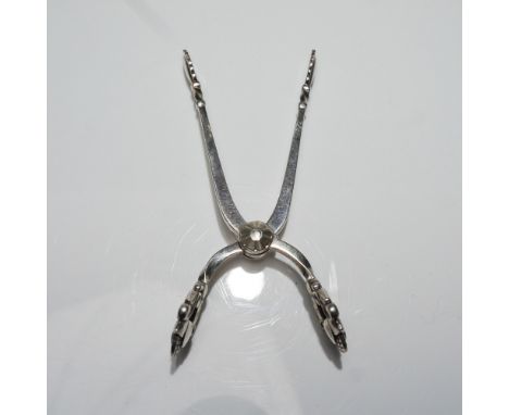Exquisite Georg Jensen sterling silver sugar tongs, marked "Sterling Denmark" and showcasing the brand's renowned craftsmansh