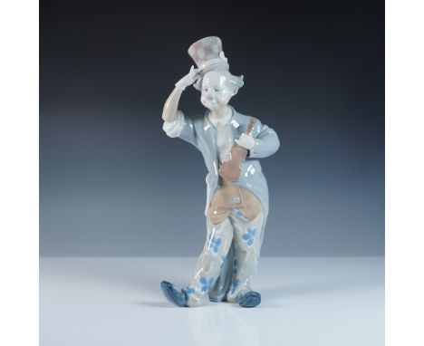 A whimsical Lladro porcelain figurine, Clown with Violin, model number 1001126, sculpted by Juan Huerta. This playful piece d