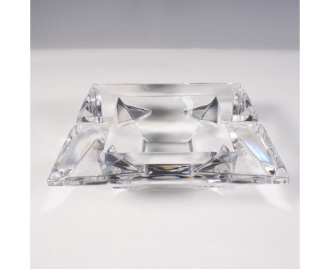 Elegant Baccarat crystal ashtray featuring a striking geometric design with precise faceted edges that catch and refract ligh