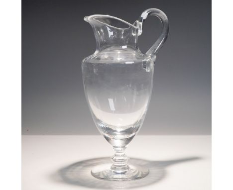 Elegant Baccarat Montaigne Non-Optic footed crystal pitcher, featuring a sleek, classic silhouette with a gracefully curved h