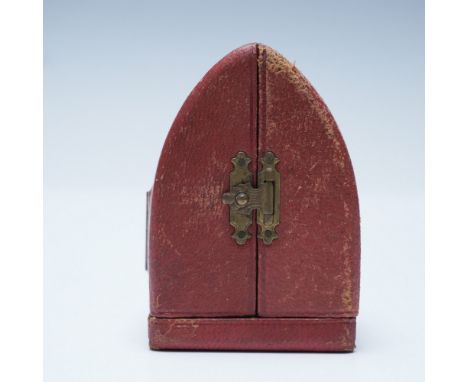 Remarkable Lenox W Co. Swiss miniature travel clock crafted in metal dore (gilded metal), featuring an ornate sunburst motif 