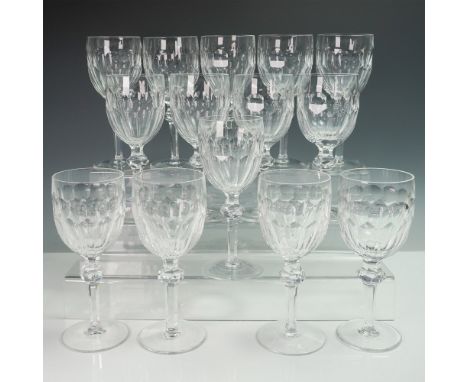 A remarkable set of fourteen Waterford Crystal water goblets in the sought-after Curraghmore cut pattern. Featuring gracefull
