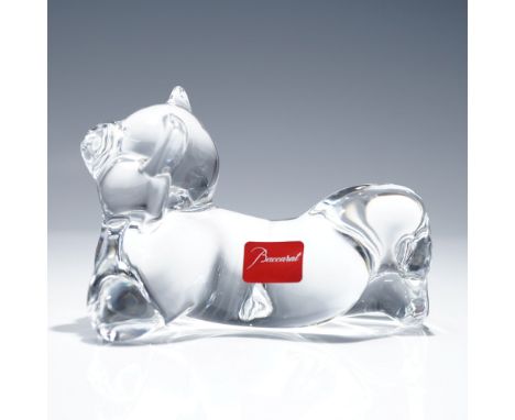 Exquisite Baccarat crystal teddy bear figurine, showcasing the renowned French brand's craftsmanship. The clear crystal sculp
