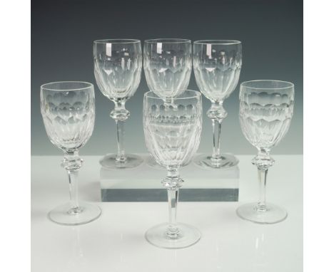 Set of six stunning Waterford Crystal claret wine glasses in the Curraghmore cut pattern. These glasses showcase elegant cut 