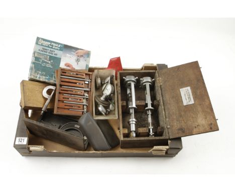 Two unused micrometers(purpose unknown) and ten other engineers tools G 