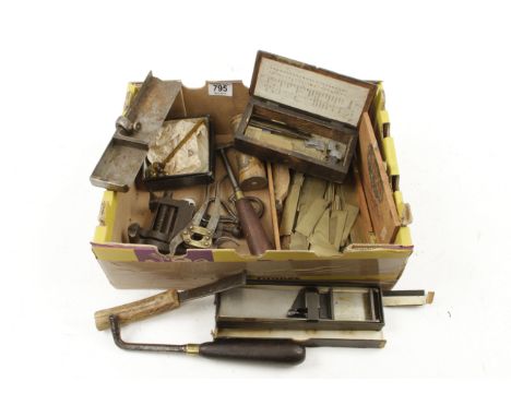 A box of tools inc piano spanners, vice etc 