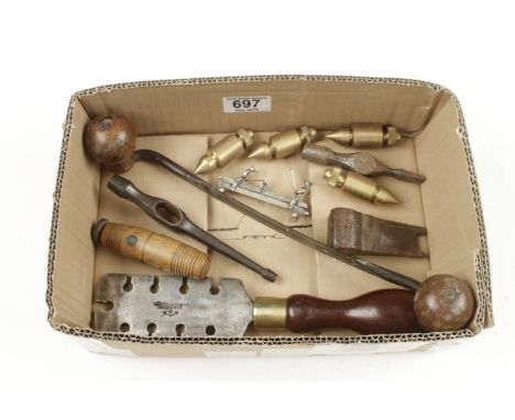Two small hammer heads, drawknife and other tools G+ 