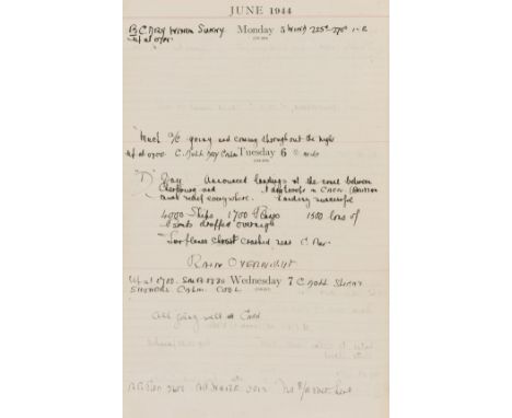 Second World War Diaries.- MacPherson (J.S.,  Lt. - Comm., Royal Naval Gunnery School at Chatham) Collins Scribbling Diary [&