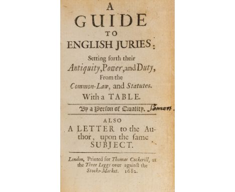 NO RESERVE Law.- A guide to English juries: setting forth their antiquity, power, and duty, from the common-law and statutes.