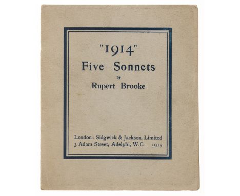 NO RESERVE Brooke (Rupert) 1914 Five Sonnets, first edition, original printed wrappers, 146 x 123mm., Sidgwick &amp; Jackson,