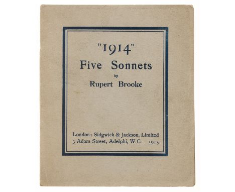 NO RESERVE Brooke (Rupert) 1914 Five Sonnets, first edition, original printed wrappers, 146 x 123mm., Sidgwick &amp; Jackson,