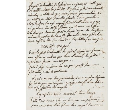 NO RESERVE French Botany.- Cours de Botanique, manuscript in French, c. 375pp., a few additional notes loosely inserted, rece