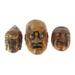 Drei No-Masken Japan, Holz geschnitzt