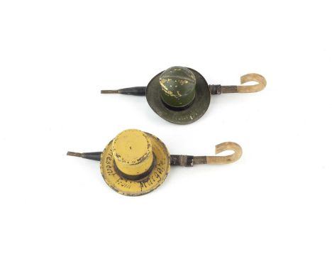 A novelty fountain pen and travelling inkwell, in the form of a top hat and umbrella, the top hat concealing the inkwell and 