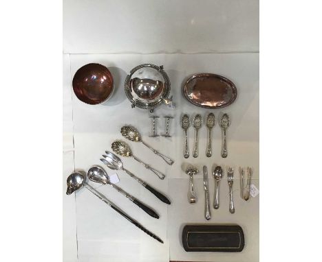 A Victorian silver christening knife, fork and spoon, with engraved decoration by Walker &amp; Hall (John Edward Bingham), Sh