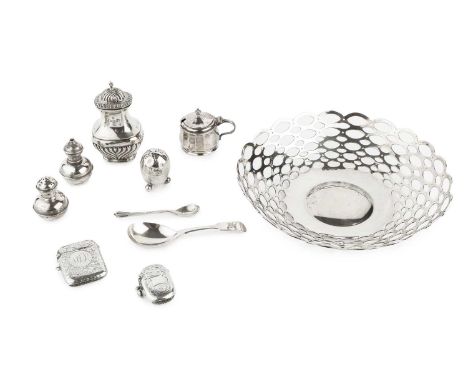 A George V silver circular dish, pierce-decorated with graduated ovals, by A &amp; J Zimmermann, Birmingham 1928, 20.5cm wide