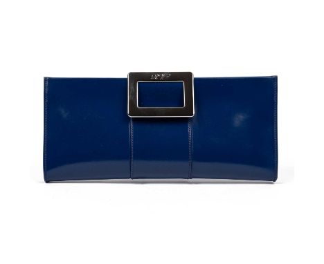 A Roger Vivier, Paris blue clutch bag with silver clasp
With original packaging and care label
28cm 12.5cmAlmost as new.