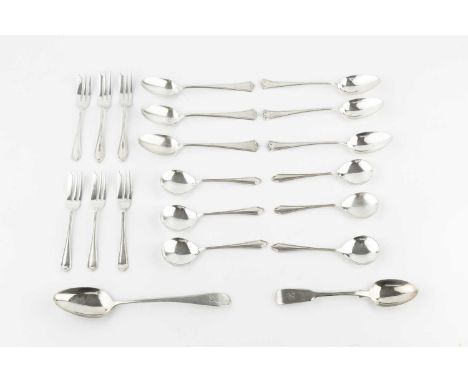 A set of six silver ice cream spoons, by Haseler &amp; Restall, Birmingham 1949, five American silver teaspoons, stamped ster