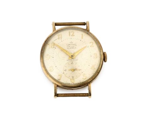 A gentleman's 9ct gold wristwatch by Smiths, the circular dial with gilt Arabic numerals and having manual wind movement, wit