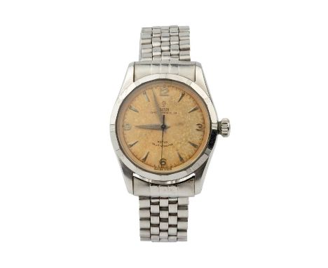 A gentleman's stainless steel Tudor Oyster Prince 34 wristwatch, with rotor self-winding movement, the dial with silver baton