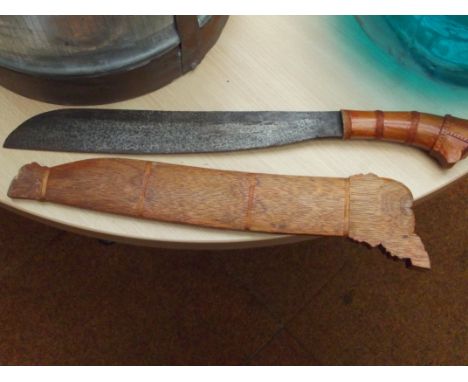 Decorative machete with wooden scabbard