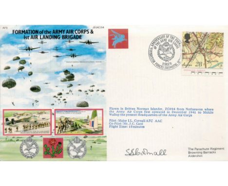 Major I. L. Cornall AFC AAC Signed Formation Of The Army Air Corps and 1st Air Landing Brigade FDC. British stamp with 21 Dec