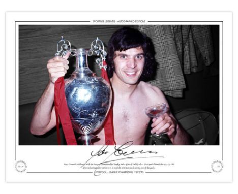 Football Autographed PETER CORMACK 16 x 12 Limited Edition : PETER CORMACK poses with the First Division trophy in the dressi