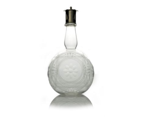 Harry Powell for James Powell and Sons, a cut glass and silver mounted Roman Flask decanter, silver London 1906, design numbe