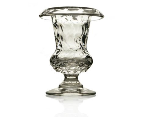 Constance Spry for Stevens and Williams, a Royal Brierley glass flower vase, circa 1930s, optic moulded Campana urn form with