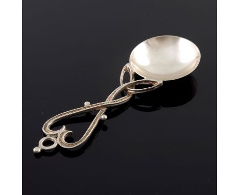Philip Campbell, a Scottish Modernist silver caddy spoon, Isle of Mull Silver Co., Edinburgh 2005, the plain concave bowl on 