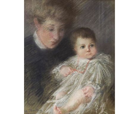 Clare Burton (British, act.1897-c.1910), portrait of Aubury Burton and her Mother, signed and dated 1903 l.l., titled and dat