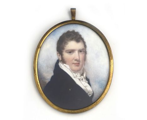 William Wood (1768-1810), portrait of Walker Skirrow, miniature on ivory, 1808, oval, signed and dated verso, in gilt frame, 