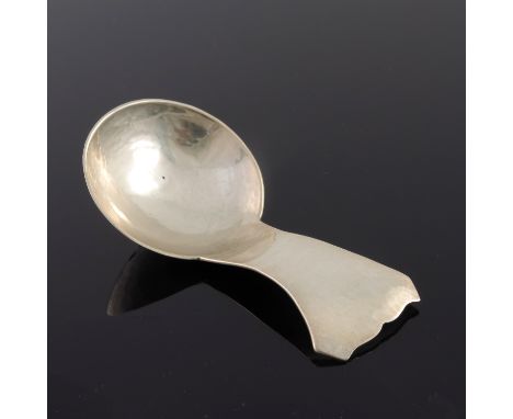 Guild of Handicraft, an Arts and Crafts style silver caddy spoon, London 2000, rounded bowl with flared and ogee ladle handle