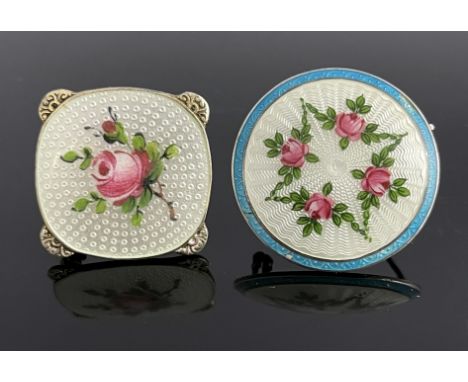 Two silver and enamelled brooches, including Scandinavian silver gilt example, cream basse taille and guilloche enamel with p