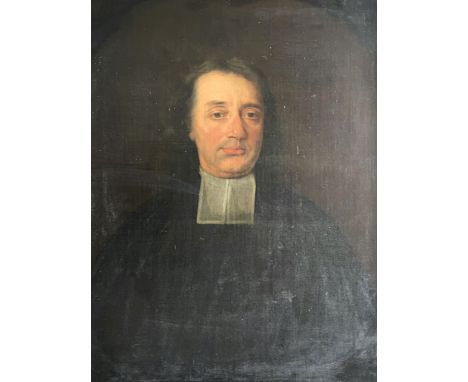 British School, early 18th Century, portrait of a cleric, half length, inscribed Aetatis Suae 62 c.l., half length in clerica