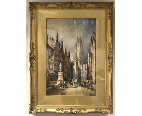 Charles James Keats (British, late 19th/early 20th Century), Bruges, Louvain, a pair and Quimper, all signed l.l., watercolou