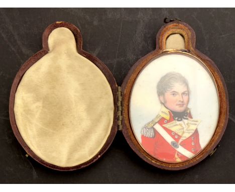 A portrait miniature on ivory, a Gentleman in the uniform of an Army Officer, probably Captain Field, husband of Bessie Wainm
