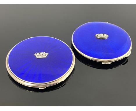 Two George V and Elizabeth II silver and enamelled Royal Navy compacts, Chrisford &amp; Norris, Birmingham 1935 and Birmingha