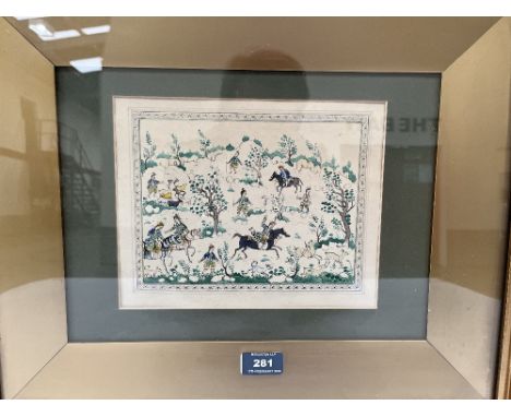 INDO-PERSIAN SCHOOL Hunting scene. Watercolour 7½' x 9'