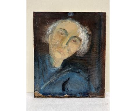 NAN FRANKEL. BRITISH 1921-2000 Self portrait. Oil on canvas 24' x 20'. Unframed. (Canvas damage). Prov: The artist's studio