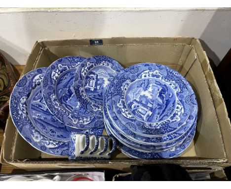 A box of Spode Italian pattern ceramics