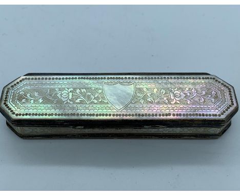 A Mother of Pearl and white metal snuff box