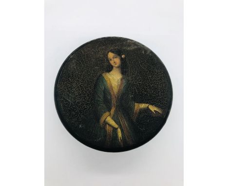 A Papier Mache 19th century table snuff box  