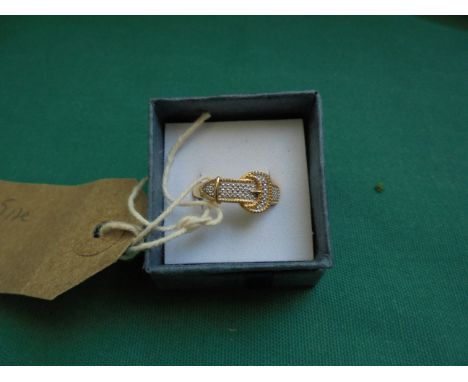 Buckle ring with diamond accent.  18ct on sterling (size R)