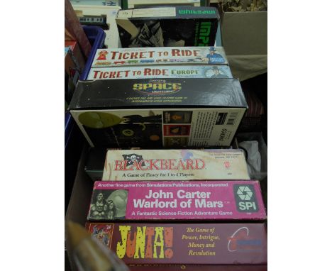 9 board games incl. Junta, John Carter War Lord of Mars, Blackbeard, Star Ship Troopers, Space Venture, Ticket to Ride (x2), 