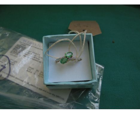 Zambian emerald and diamond dress ring with certificate of authenticity (size R)