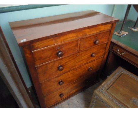Mahogany chest of 2 short and 3 long drawers each with bobbin handles (42" x 18" x 42" high)