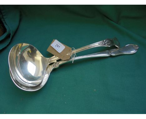 Kings pattern plated soup ladle and another 